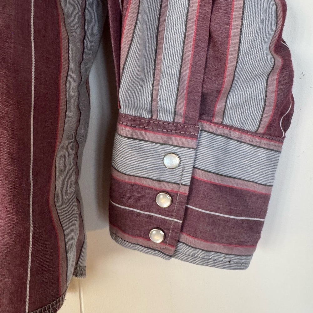 Wrangler - Red and Blue Striped Pearl Snap Shirt - Picture 3 of 5